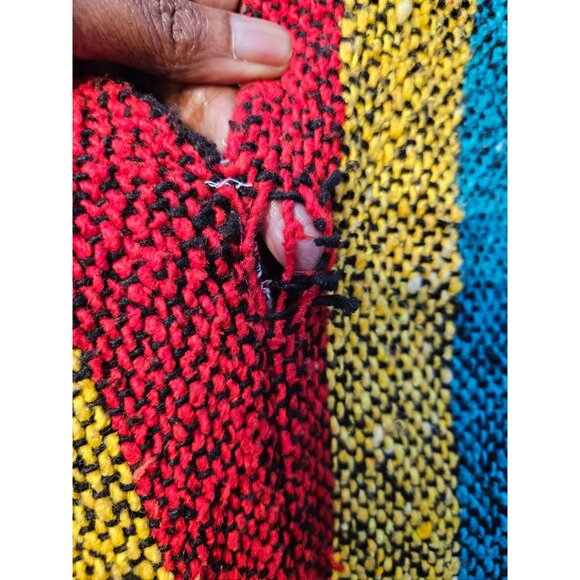 Vel Mex Mexican Baja Blanket Hoodie Poncho Stoner Hippie Surfer Sweater Men XXL - Picture 7 of 8